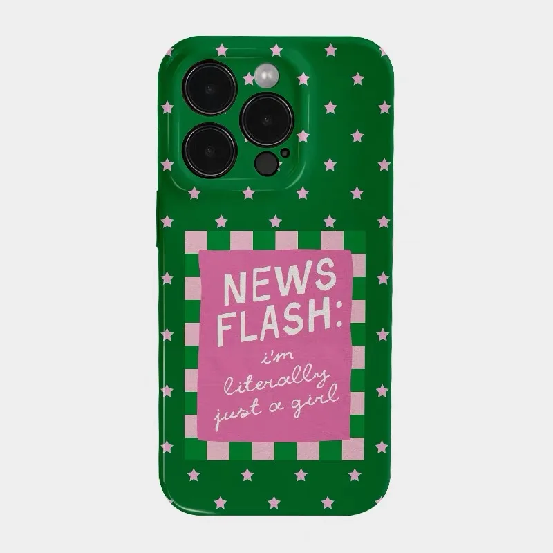 

Green Polka Dot Girl Newsletter Phone Case for IPHONE 17 Air 16E 15 PROMAX 14 Plus 13 12 MINI 11 PRO 16Plus Acrylic Phone Cover