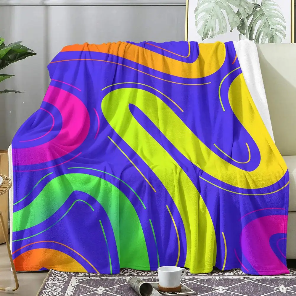 Colorful Vectors Throw Soft Flannel AC Blanket Lightweight Summer Nap Throw Cozy  Blanket for Sofa Bed Travel Home
