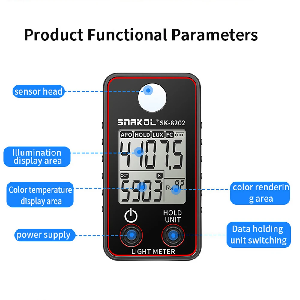 Color Temperature Tester High Precise Illuminance Meter 0.5-300000LUX LED Illumination Test Meter Luminance Measuring