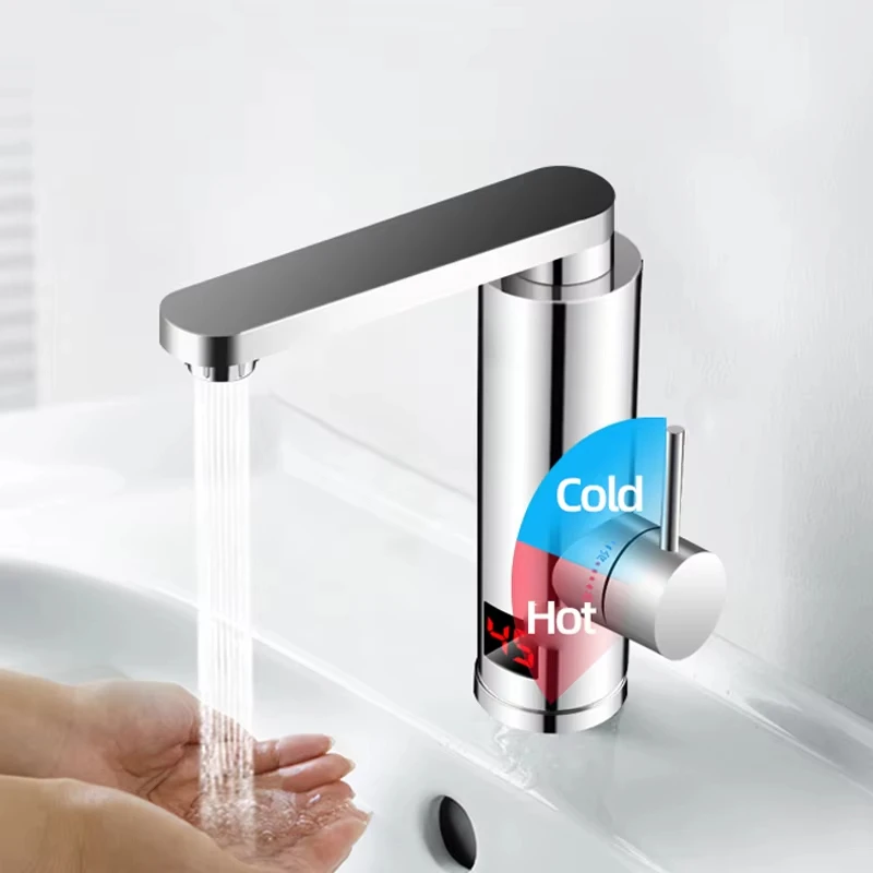 3000W Electric Tankless Water Heater Faucet with Temperature Display Kitchen Tap Flowing Electric Shower Faucet