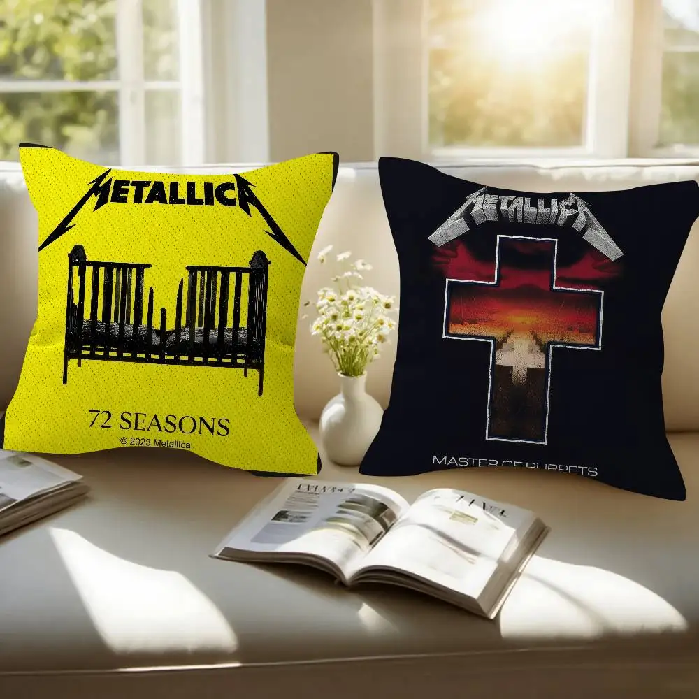 Fashion Band M-MetallicaS album Double-sided Printed pillow cover Short plush Suitable living rooms bedrooms throw cushion cover