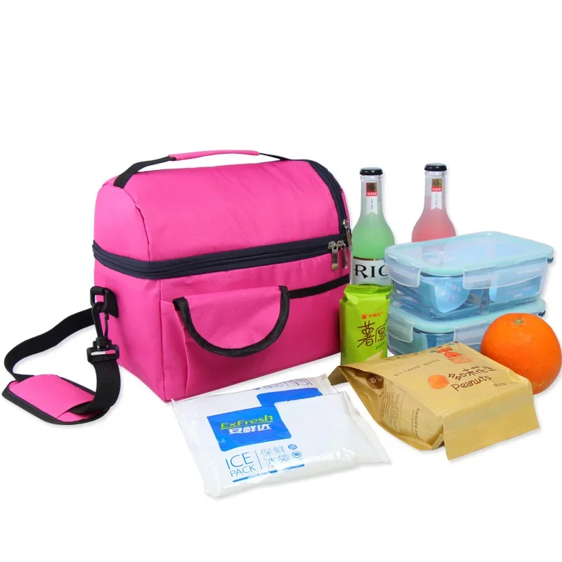 Women Kids Thermal Lunch Bag Box Double Layer Shoulder Thicker Insulated Cooler Storage Pack Weekend Picnic Food Containers New