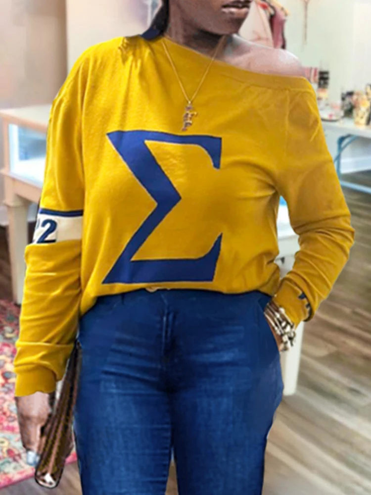 Casual Colorblock Sigma Gamma Rho Sweatshirts