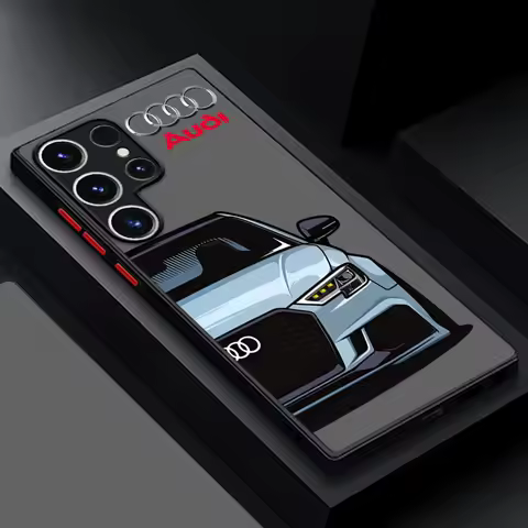 Black Edge Shell Phone Case for Samsung Galaxy S9 Plus S21 5G S22 Plus S10+ S24 Ultra S20 FE S25 Ultra S23 S21 A-Audi Sports Car