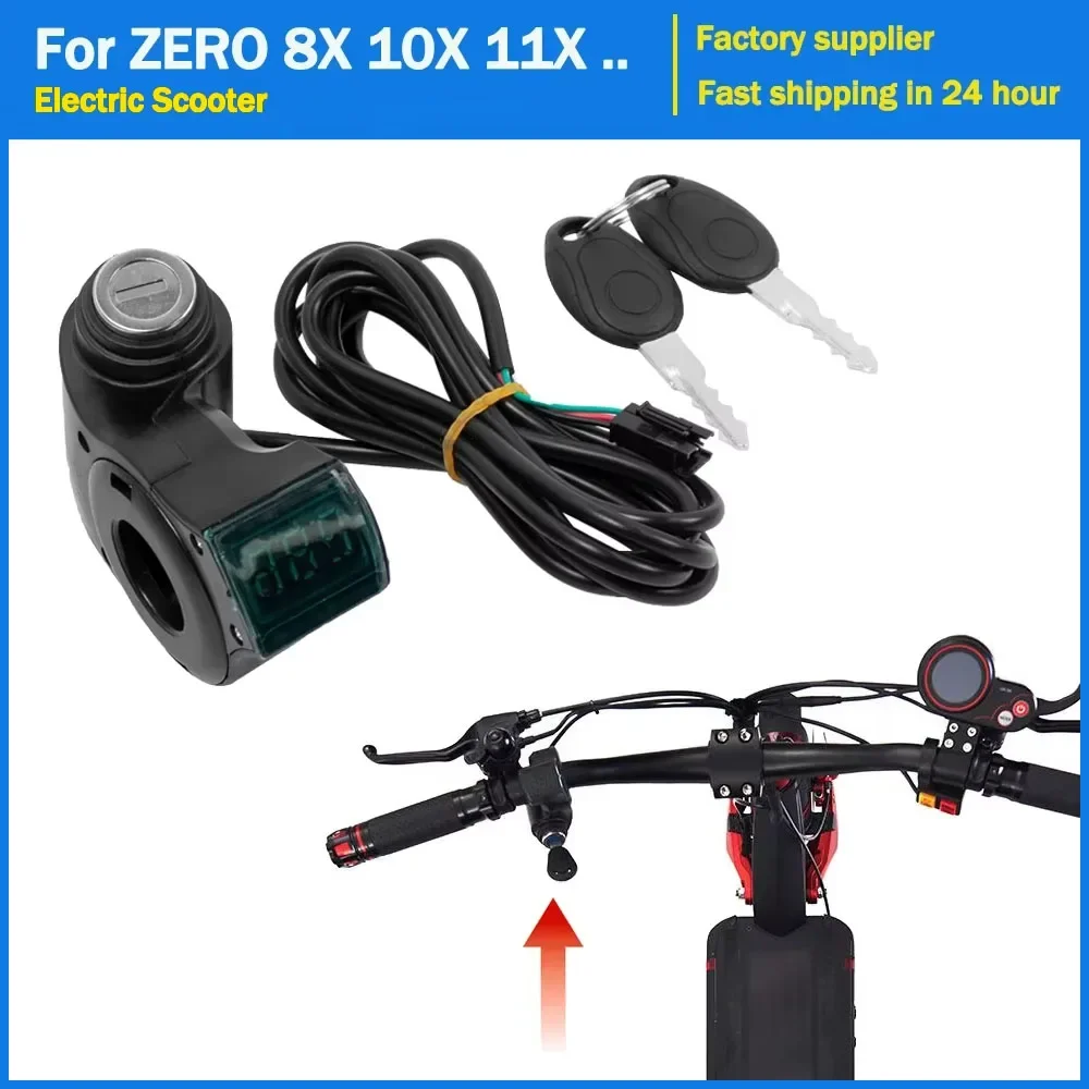 

Вольтметр с дроссельной заслонкой для большого пальца, цифровой дисплей напряжения, переключатель мощности с замком для ZERO 8X 10X 11X, аксессуары для электрического скутера