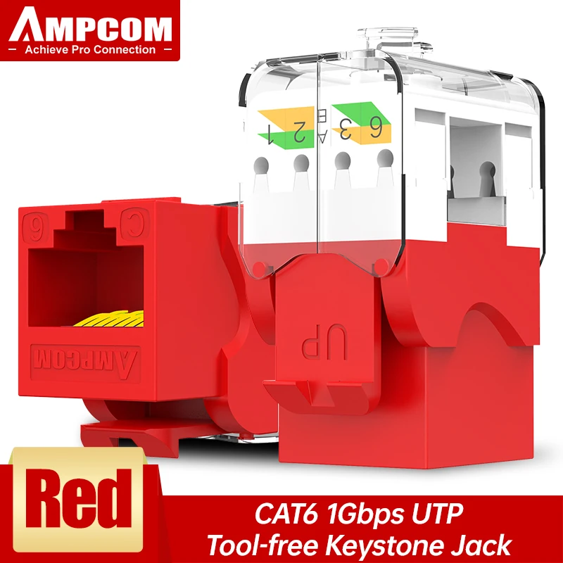 AMPCOM CAT6A CAT6 Toolless Keystone-aansluiting, RJ45 UTP Keystone-moduleadapter Geen punch-down tool-koppelingen Modulaire connector