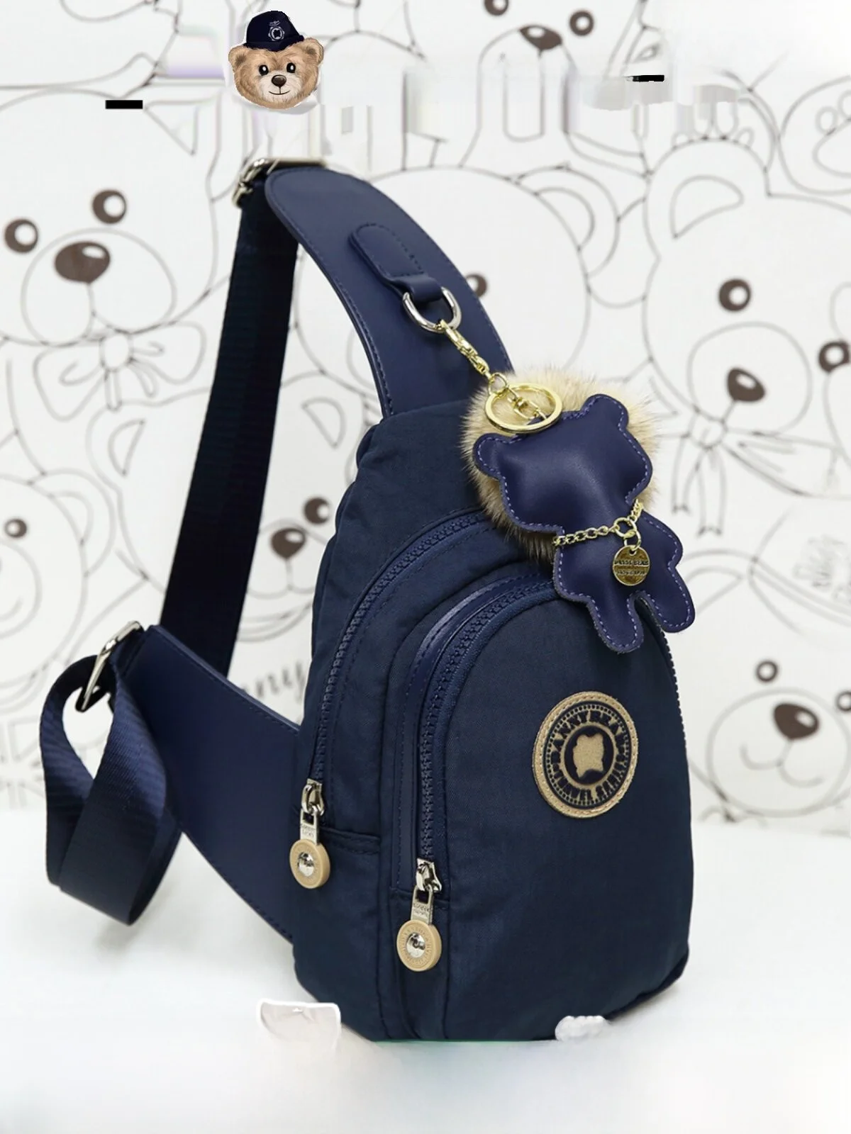 casual-unisex-canvas-crossbody-bag-lightweight-travel-outdoor-leisure-danny-bear-chest-bag-durable-polyester-inner-pocket