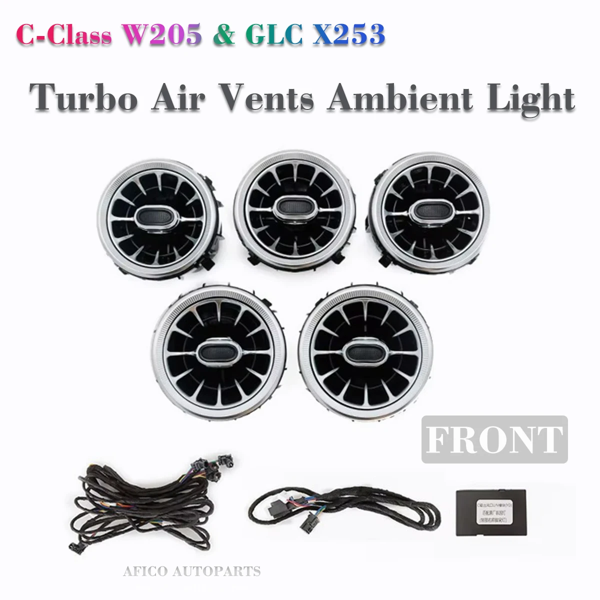 64 Colors Front Rear Turbine Air Vents Ambient Light For Mercedes-Benz C-CLASS W205 GLC-X253 C-Coupe
