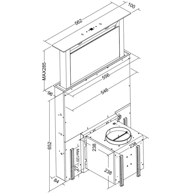 

Commercial Under Cabinet 60cm Downdraft Rangehood Touch Control Wave Control