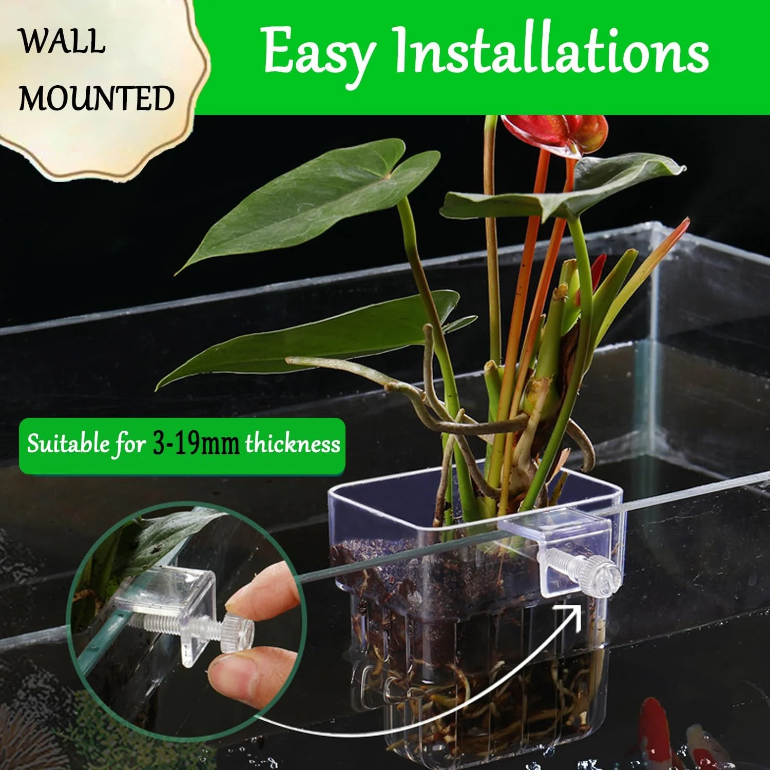Aquarium Planted Wall - Clear Acrylic Aquarium Plant Holder Wall