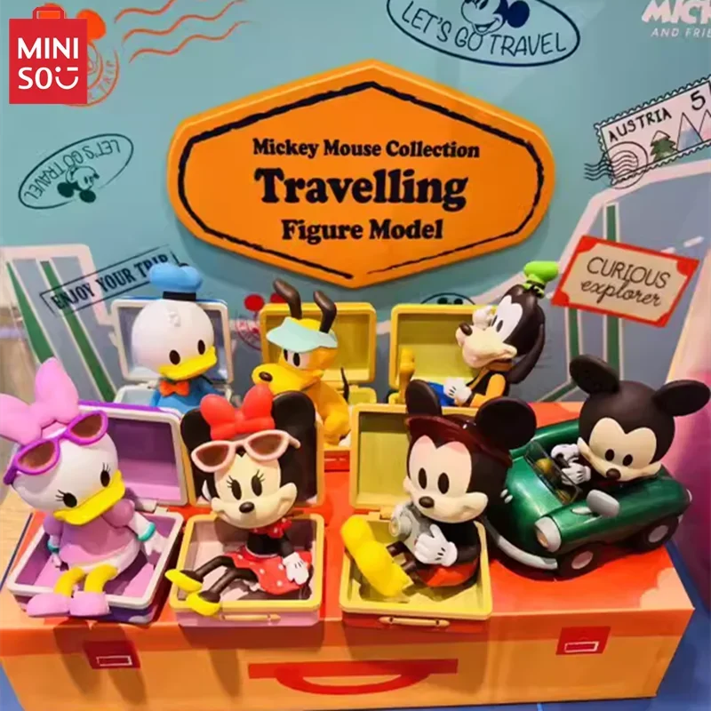 MINISO Blind Box Disney Mickey Mouse Series Travel Themed Model Donald Duck Minnie  Ornament Children's Toy Birthday Gift