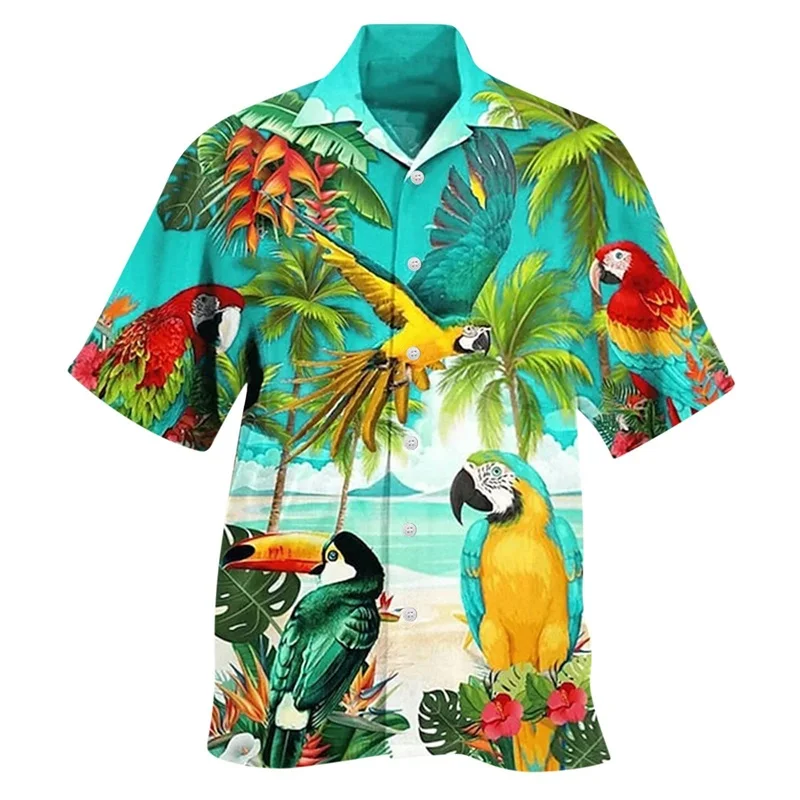 Stampa digitale Animal Graphic camicie e camicette per uomo moda manica corta Casual Party Beach camicia da uomo allentata Camisas De Hombre