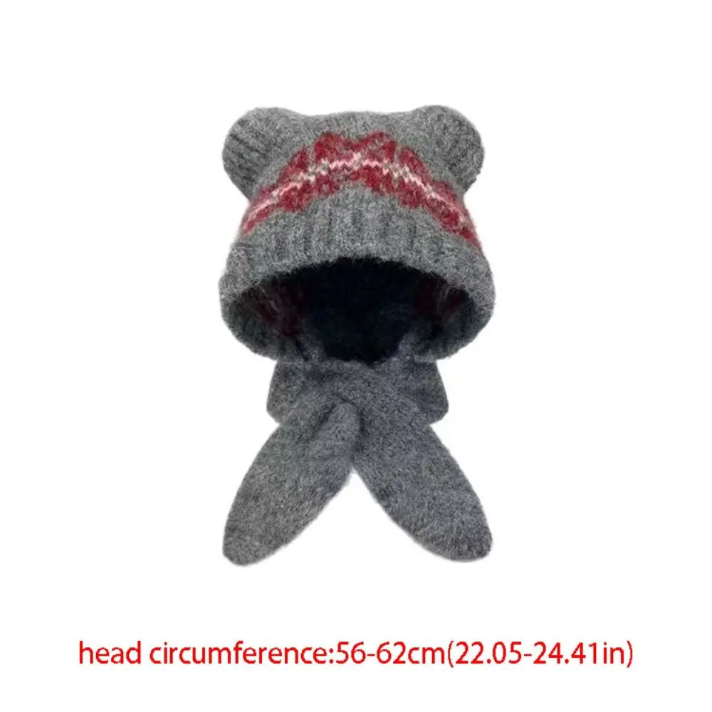 لطيف معرض جزيرة نمط الجاكار محبوك قبعة الصوف مبطن العرقية نمط الطباعة قبعة متماسكة الكورية لطيف الدب آذان بيني الخريف #5