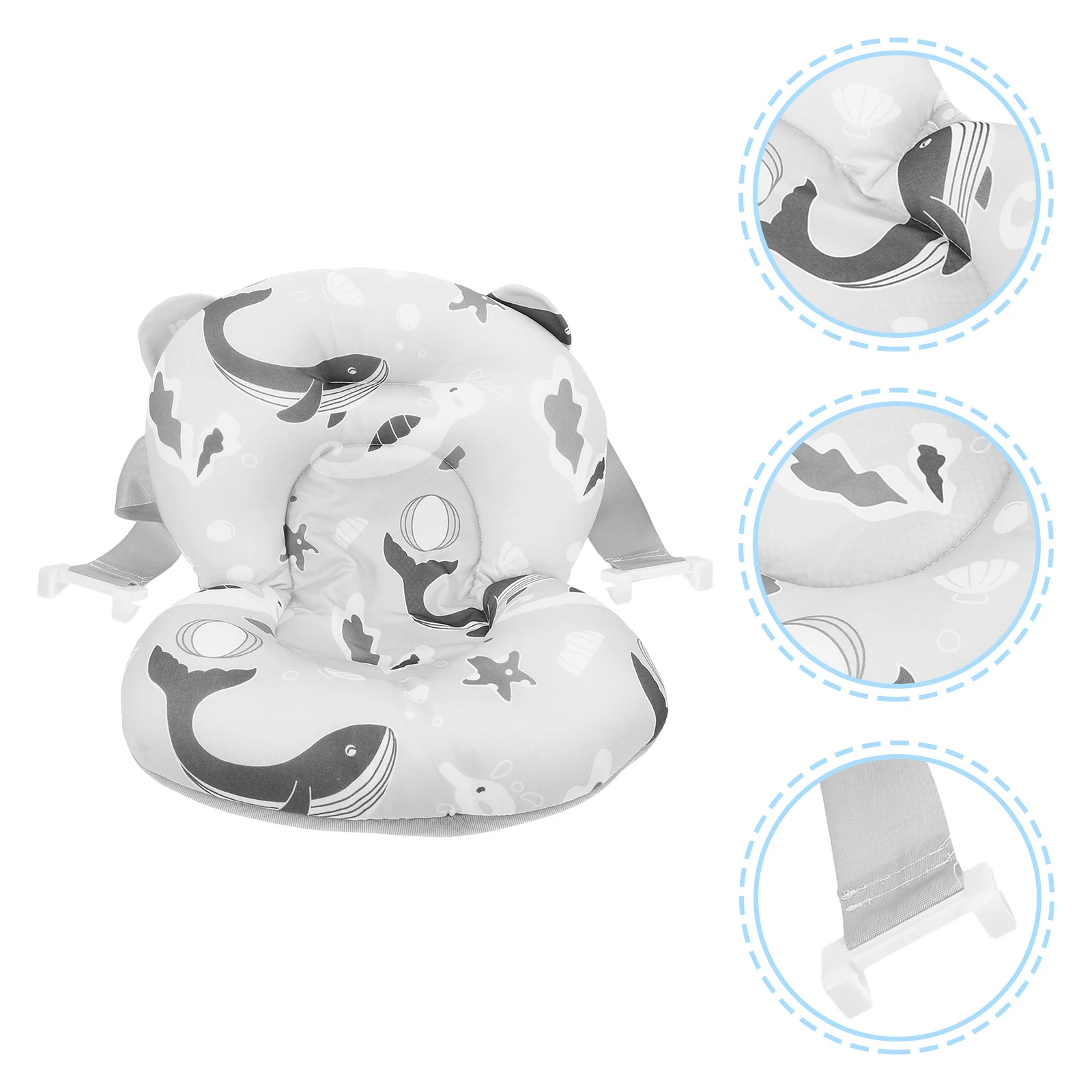 

Baby Bath Tub Support Mat Adjustable Non-Slip Design Safe Material Soft Comfortable Infant Shower Cushion Cute Pattern