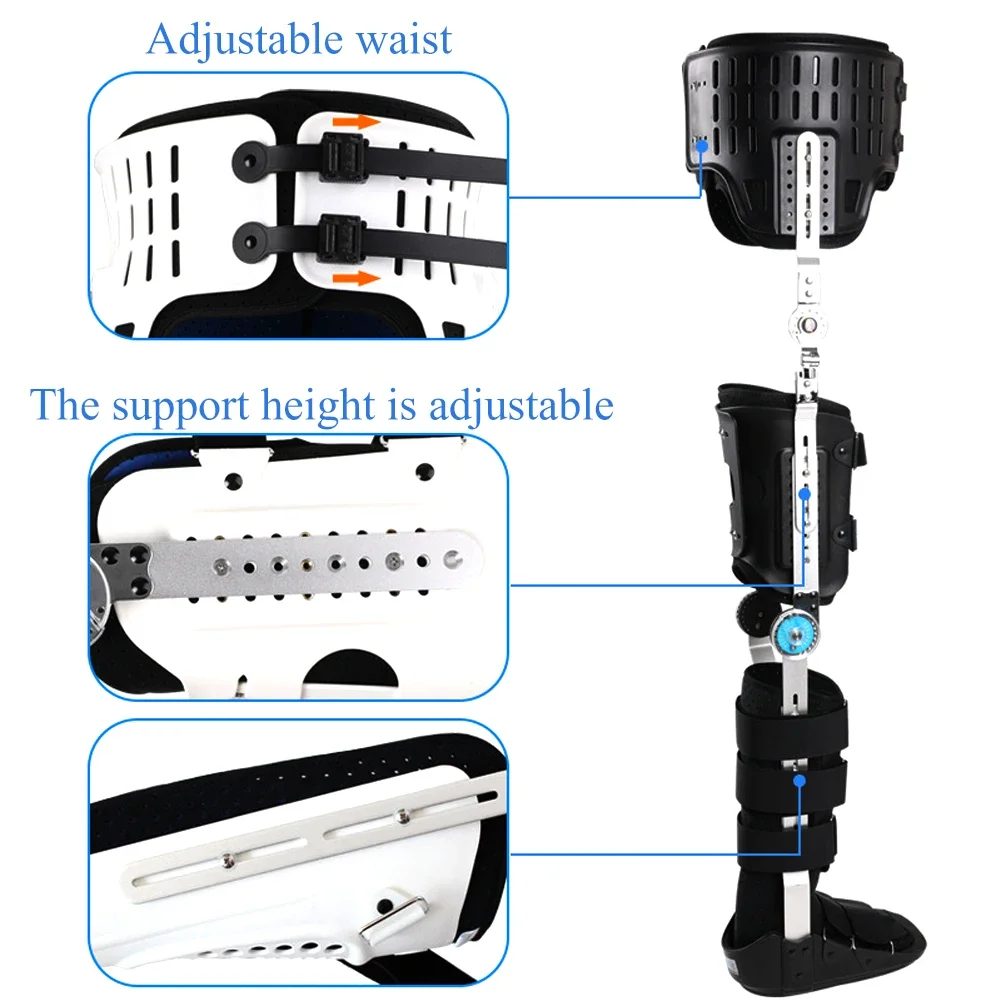 Hip Knee Ankle Foot Orthosis Fixed Brace Orthopedic Instrument Support for Hip Thigh Femoral Fracture Lower Limb Paralysis Leg