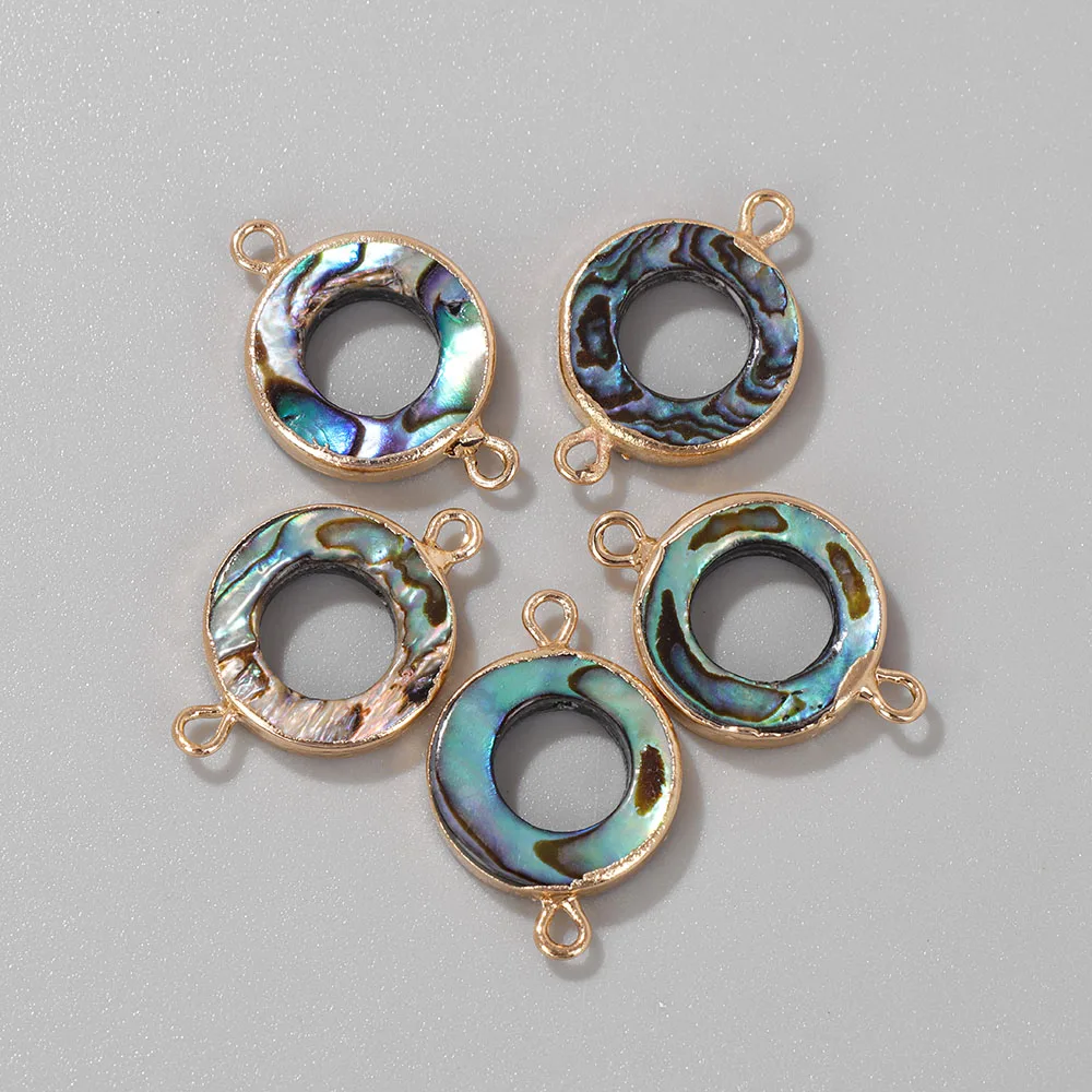 2PCS Natural Abalone Shell Pendant Charms for Jewelry Making