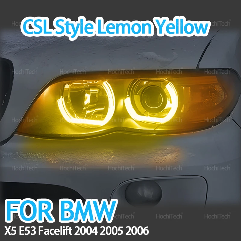 

Лимонно-желтый дневной свет Angel Eyes CS CSL Style для BMW X5 E53 Facelift 2004 2005 2006, комплект колец дневных ходовых огней