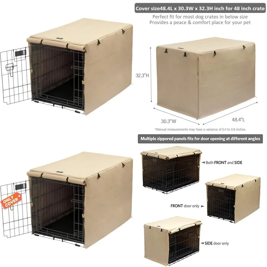 

Double Door Dog Crate Cover - Polyester Pet Kennel Cover Fits 24 30 36 42 48 Inch Wire Crate (48Inch