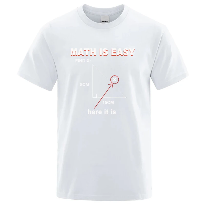 Men's High-Quality T-Shirt, Casual and Fun Math Print, Cool Loose-Fitting Round-Neck Short-Sleeve T-Shirt, Men's Top