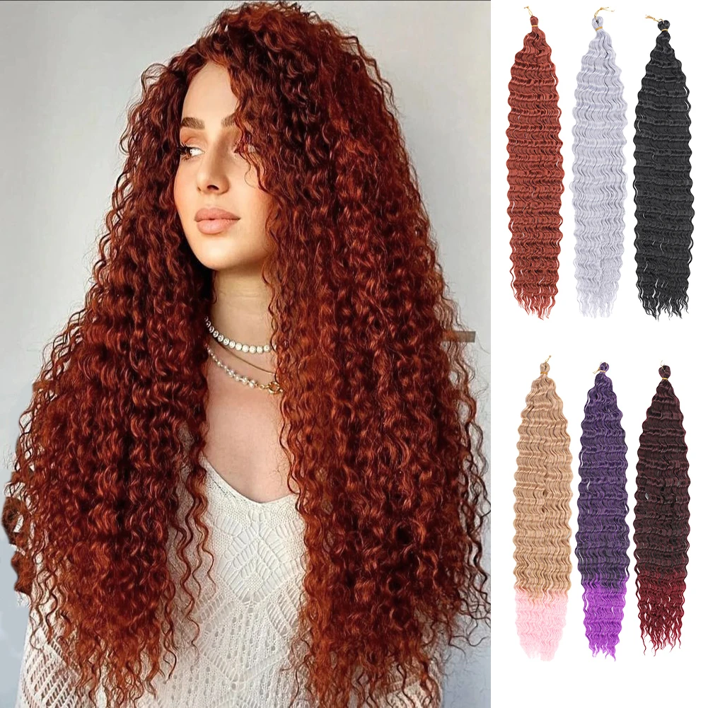 Ocean Wave Braiding Hair Extensions Synthetic Twist Ripple Crochet Deep Wave Braids Hair 22 Inch Long Deep Curly Wave Braid Hair