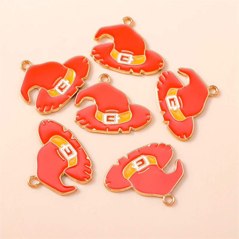 

20pcs 26x22mm Cute Enamel Halloween Hat Charms Pendants for Jewelry Making DIY Drop Earrings Necklaces Bracelets Accessories