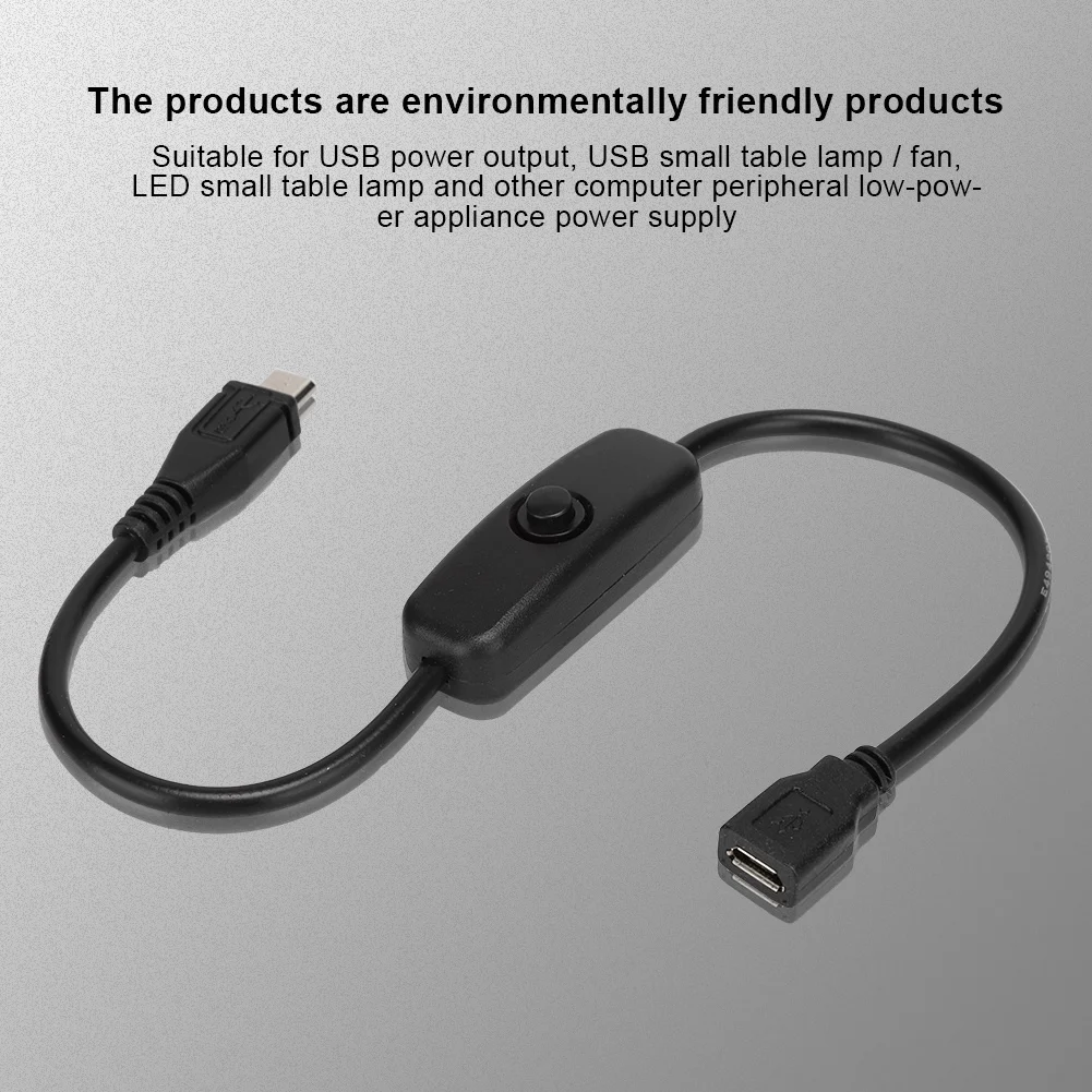 Female to Male Cable for Raspberry Pi Cable Micro USB Female to Male Extension Cable with 501 Button Switch for Raspberry Pi