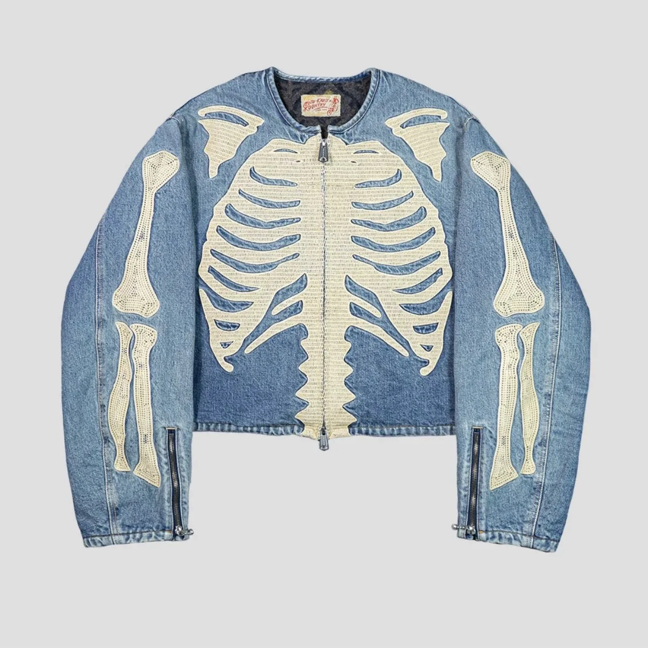 

KAPITAL Double-Sided Wear Heavy-Du Bone Embroidery Zipper Loose Jaet Denim Outerwear Youth Trend Spring Autumn Winter
