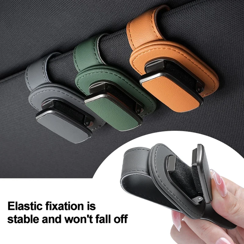 Suporte Magnético Universal para Óculos de Sol para Carro, Clipe de Couro para Óculos, Acessórios Automotivos