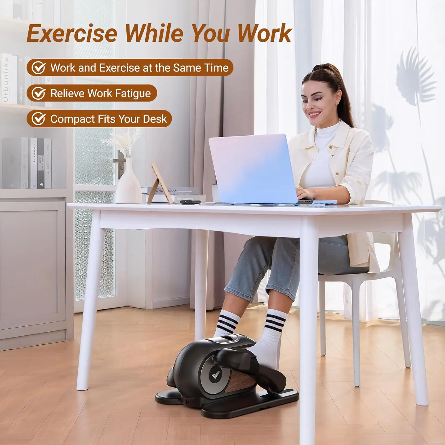 Under Desk Elliptical Machine for Home,Ellipse Leg Exerciser for Seniors with 12 Adjustable Speed Quiet & Portable Seated