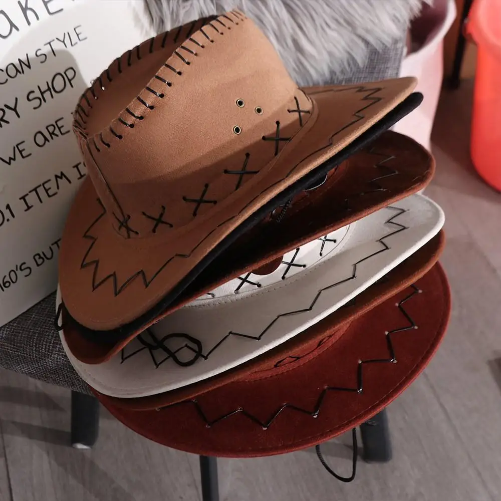 Boné de praia de viagem ao ar livre ajustável para mulheres homens com cordão boné de menina chapéu de cowboy ocidental chapéu de cavaleiro chapéu de sol chapéu de cowgirl