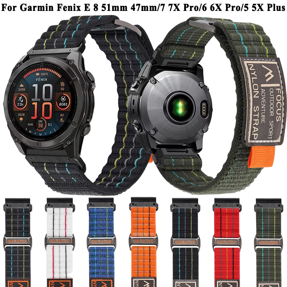 

26 22 мм нейлоновый ремешок для часов Garmin Fenix 8 47 51 мм E 7X 7 Pro 6X 6 Pro 5X 5 Plus Epix Pro Gen2 Браслет-браслет