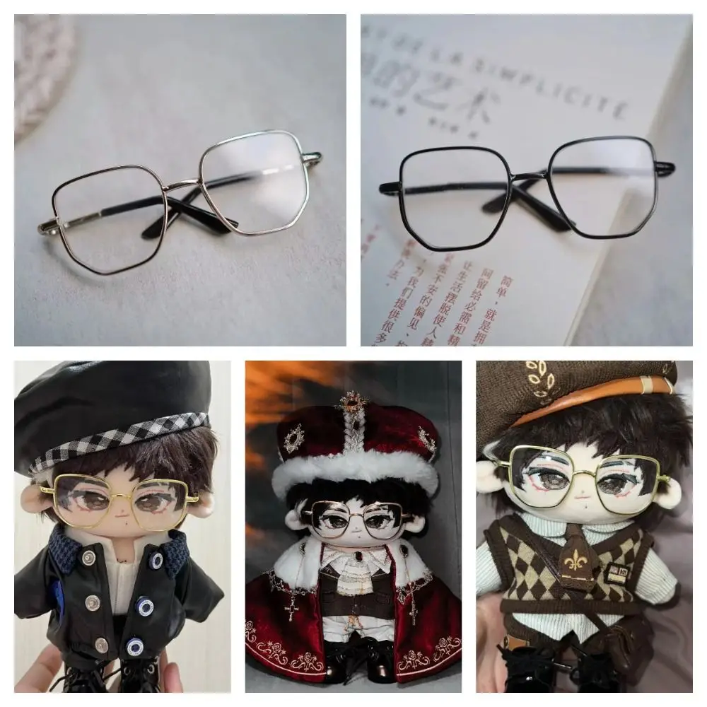 Clear Lens Miniature Eyeglasses 8.5cm Glasses Metal Rectangle Plush Doll Glasses For Labubu Toys Decoration