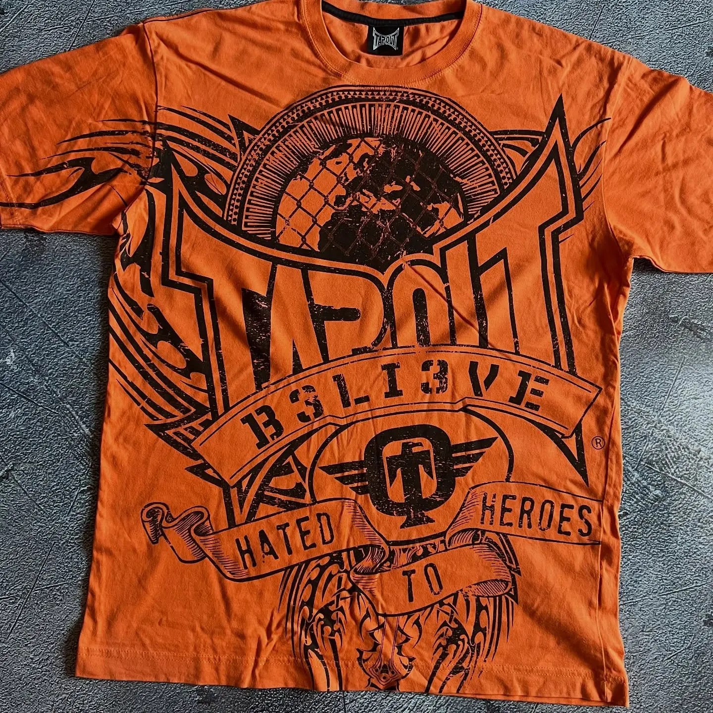 90s TAPOUT Men Street Hip Hop Gothic Oversized Graphic Cotton T-Shirt Short Sleeve American Fashion Trend Loose Couple Top