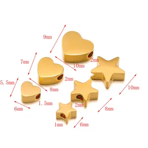 Edelstahl Herz- und Perlenstern, goldene Farbe, Armband -Halterung, Halskette, Kette, Machen Sie DIY -Schmuck, finden Sie, hohe Qualität, 5pcs 8 Hauptverkaufsstar Ninja Steel - №7