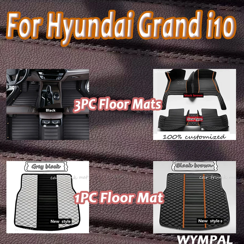 Alfombrilla de cuero Artificial personalizada de lujo para coche, para Hyundai Grand i10 2020 2021 2022 2023, protege el Interior de tu vehículo Acc