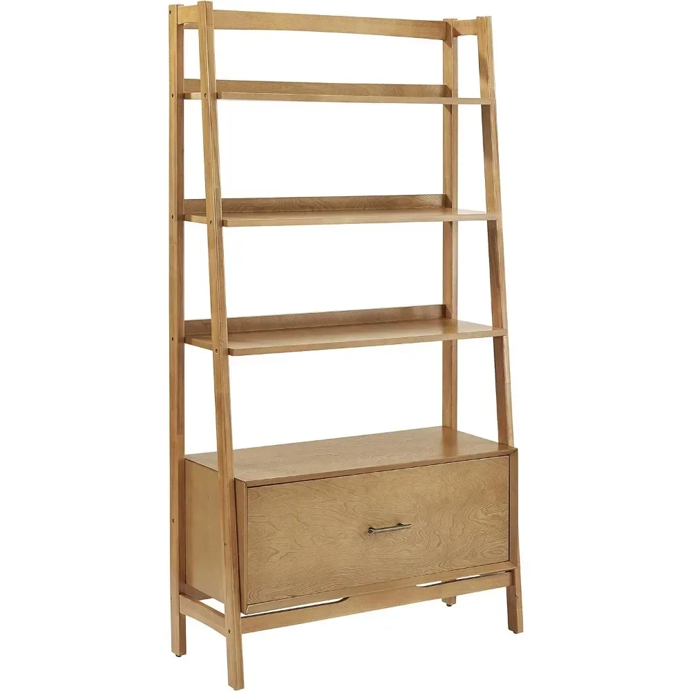 

Bookshelf with four layers and one drawer，Landon Large Etagere Bookcase, Acorn