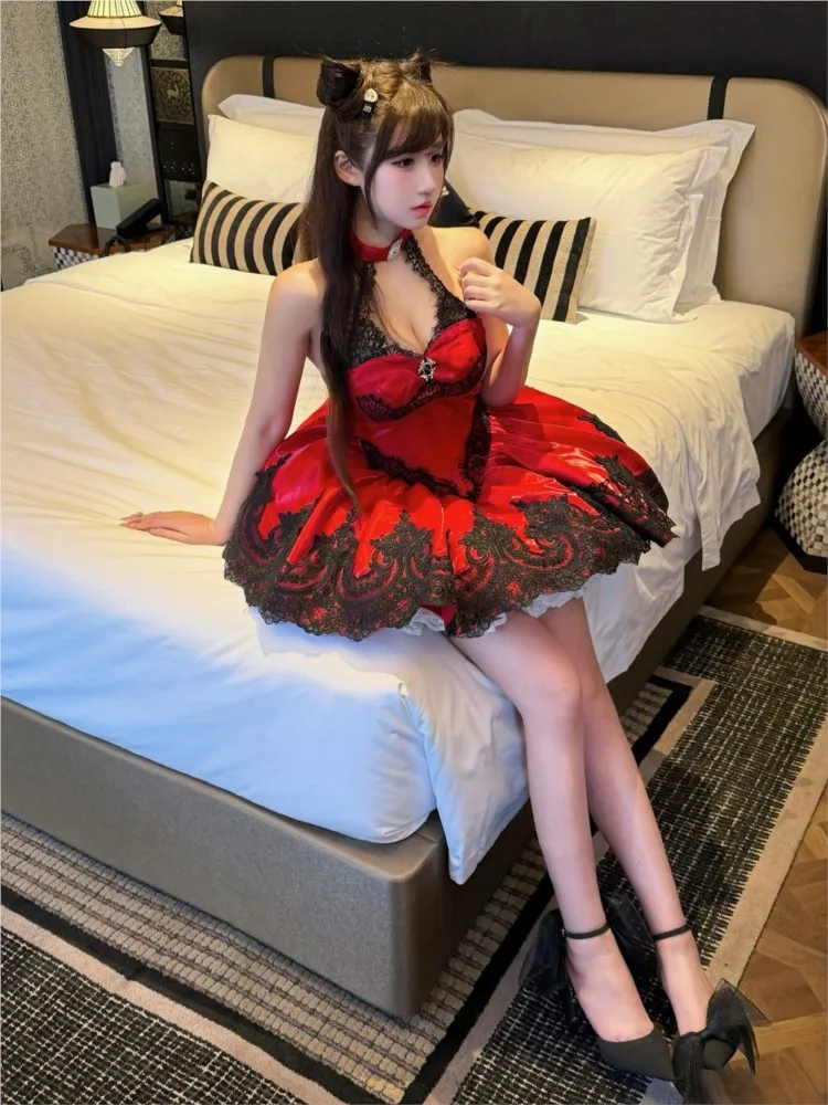 Lace red birthday short ballet-style fashionable coming-of-age dress