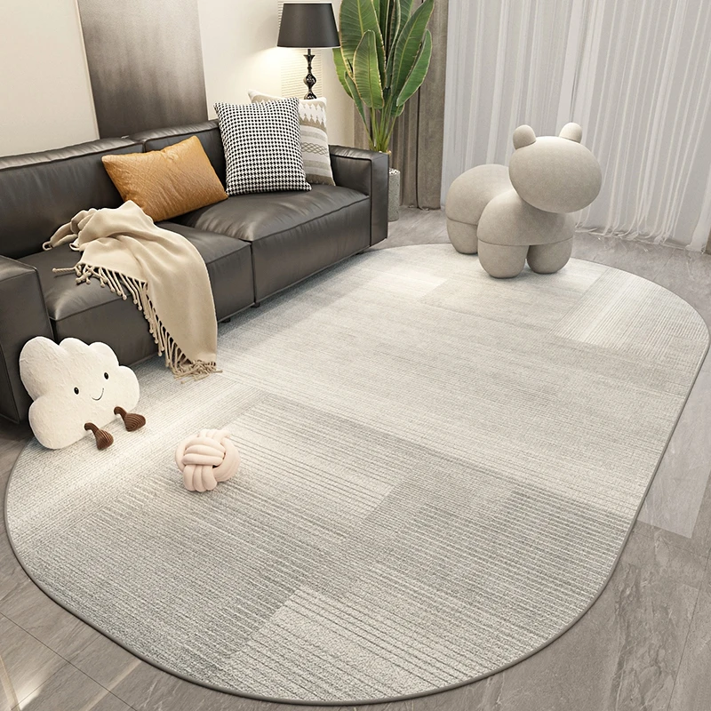 Light Luxury Bedroom Decor Oval Carpet Nordic Style Carpets for Living Room Anti-slip Lounge Soft Floor Mat Washable Bedside Rug