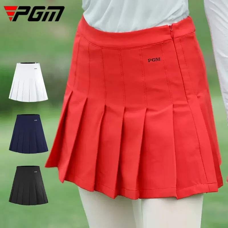 PGM Summer Women Sports Pleated Skorts Lady High Waist Leisure Golf Skirts Female Elastic Slim Golf Pantskirt with Inner Shorts