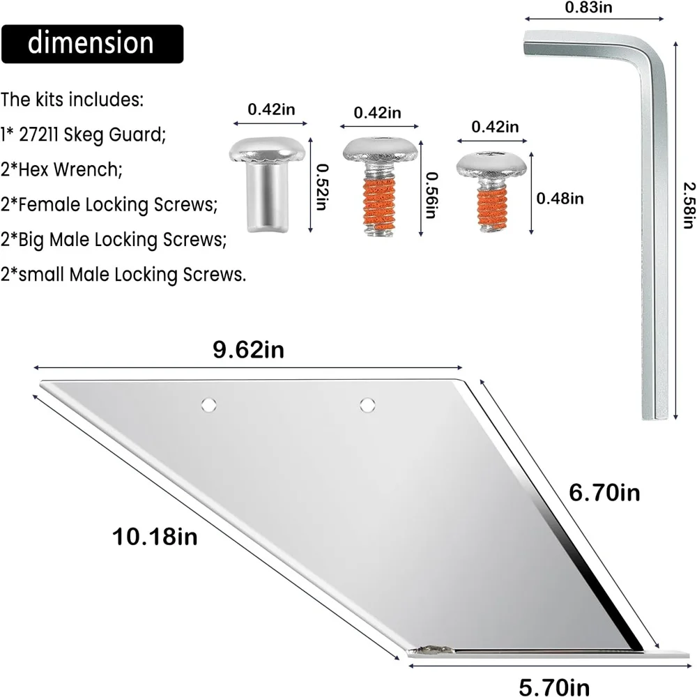 27211 Skeg Guard Stainless Steel Skeg Protector Kit Fit for Mercury 75 90 115 135 150 175 200 225 250 275 300HP Selected Models