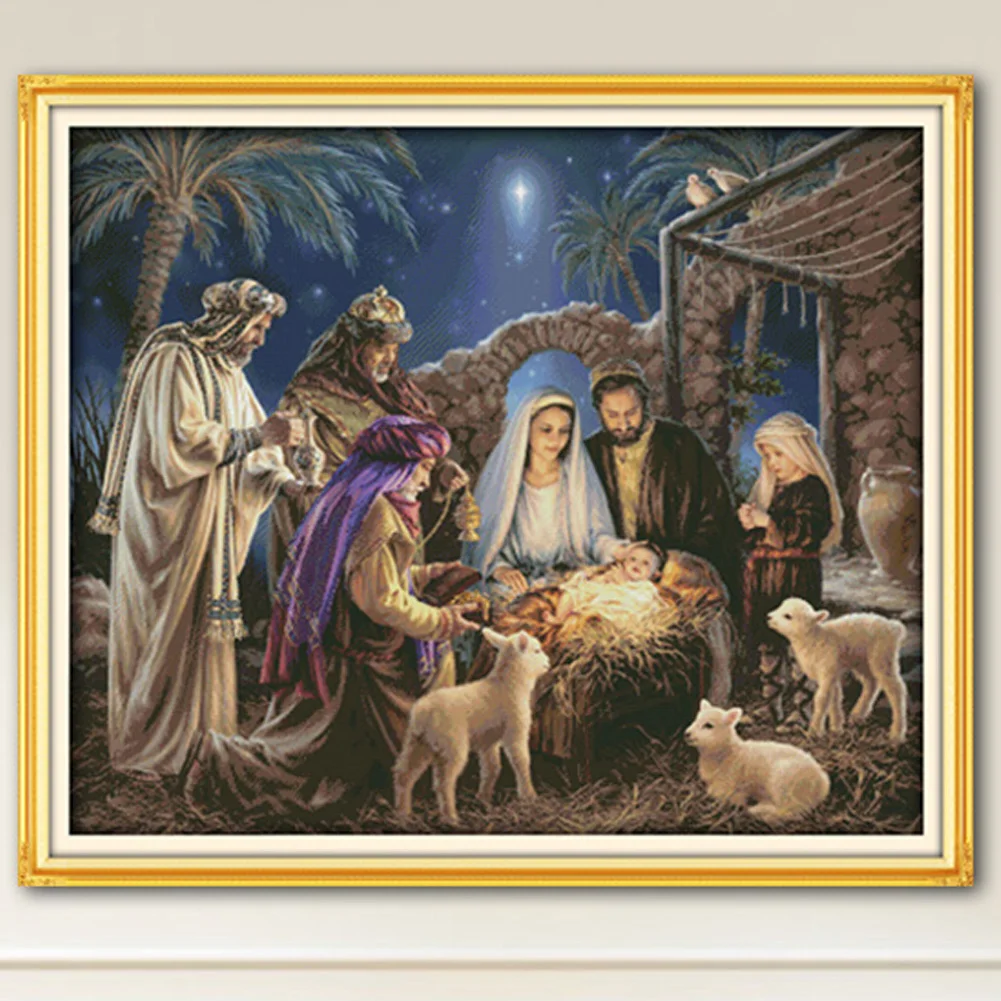 

14CT Cross Stitch Kits DIY Jesus Cotton Needlework for Home Decor