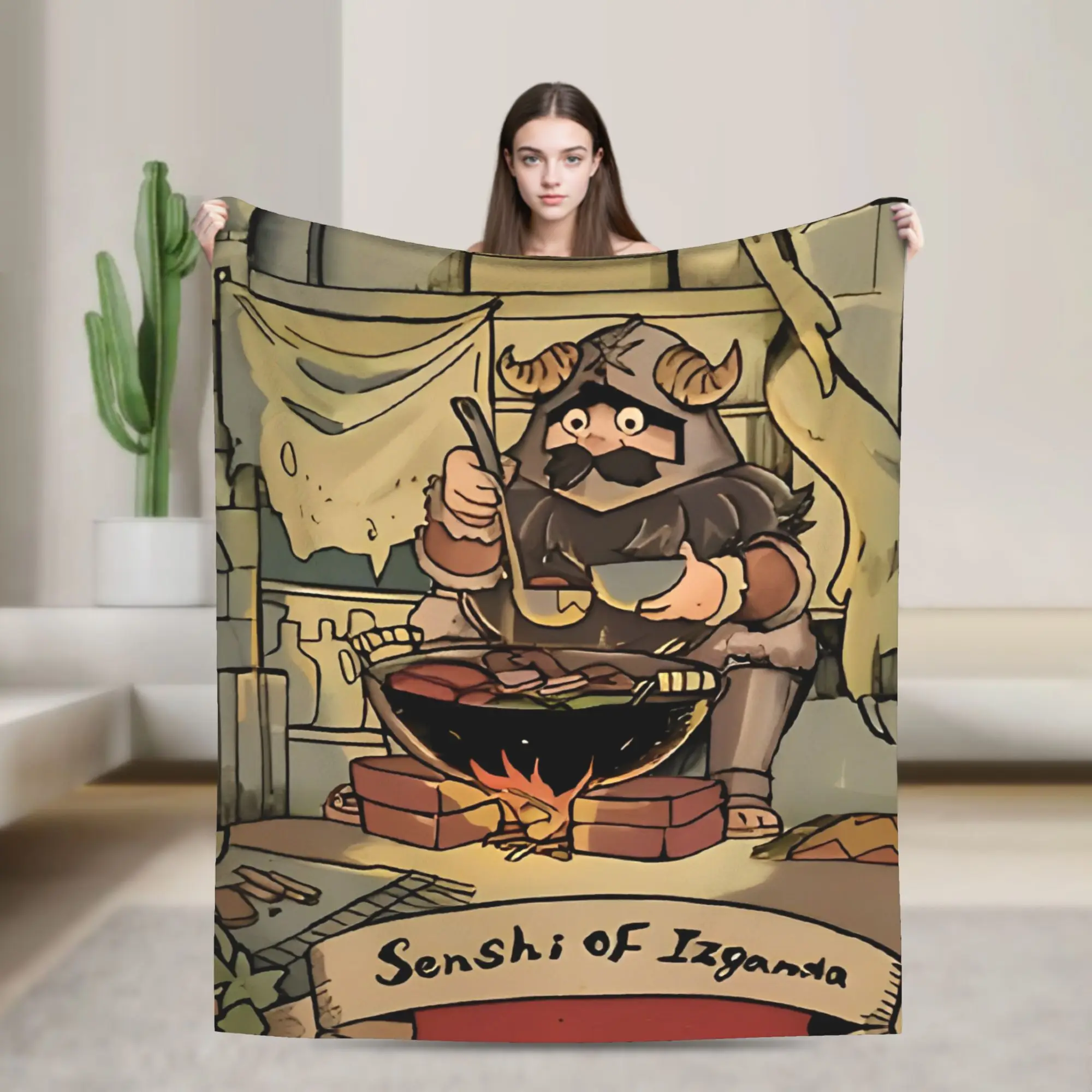 

Вязаные одеяла в стиле аниме Dungeon Meshi Senshi, флисовое вкусное в Dungeon, супер мягкое одеяло для кровати, ковер