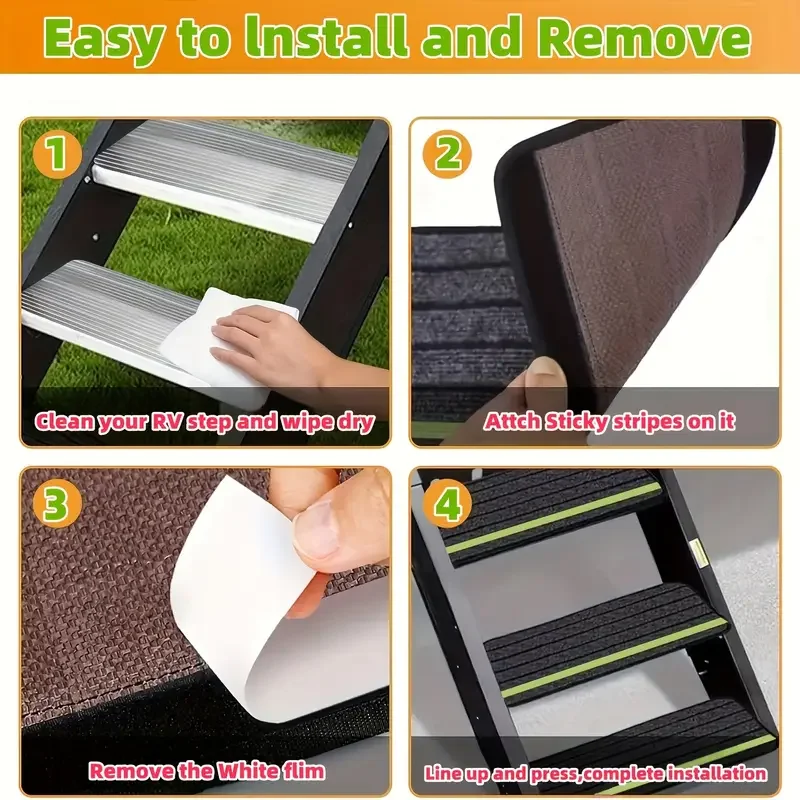 2PC RV Step Carpet Outdoor Step Mats Anti-slip Self-stick Pad Protective Rug Carpet Luminous Dustproof for Staircase Camping Car