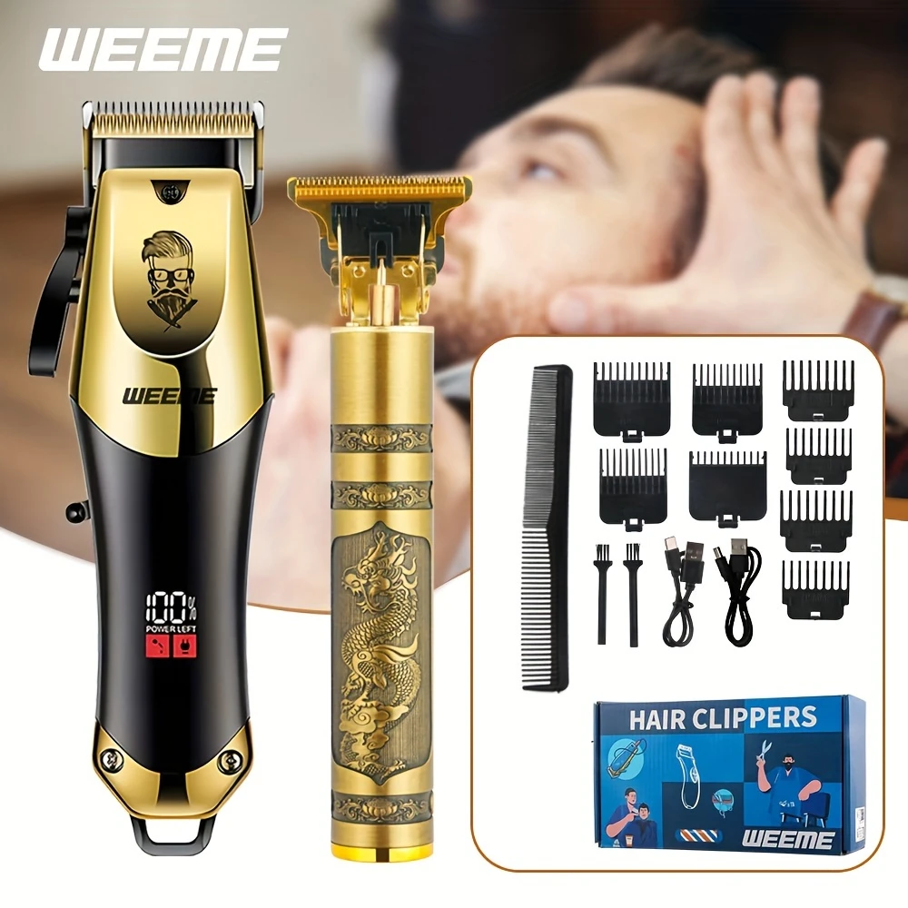 

2pcs/Set Professional Hair Clippers For Men Electric Hair Clipper Beard Trimmer Haircut Machine Gifts For Men Father's Day Gift