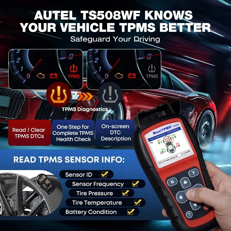 TS508WF KIT, 2024 TPMS-Programmier-Relearn-Tool mit 4 Autel MX-Sensor (120 $), WiFi-Version. von TS601 TS508 TS501 PRO