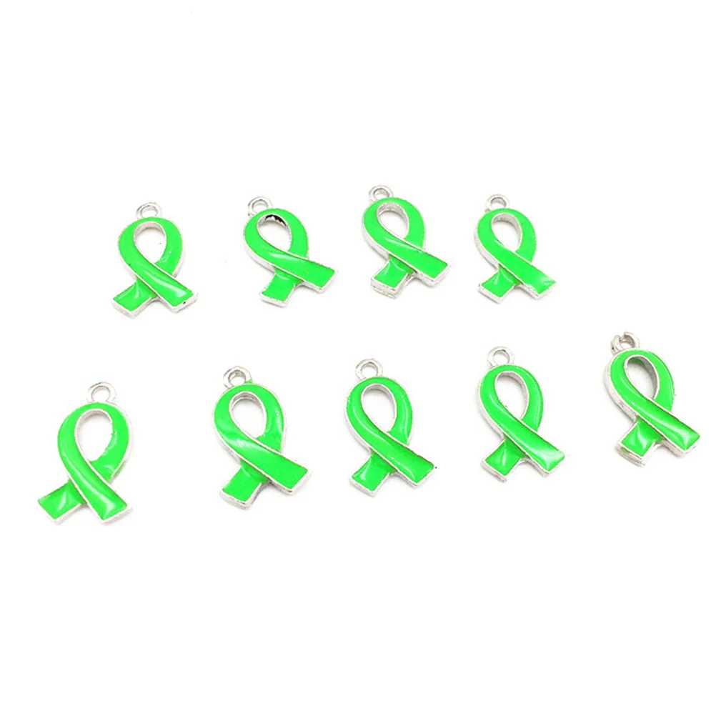 50pcs Ribbon Charms Awareness Alloy Pendant Craft Making Beads for DIY Jewelry Necklace Earring Bracelet ( Yellow )