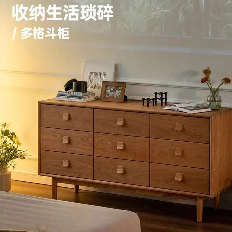 Solid wood cherry wood multi-grid chest, storage cabinet, bedroom, living room nine chest cabinet c