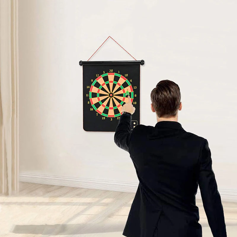 

Magnetic Dart Board Set with 12 Magnetic Darts Safe Indoor Outdoor Dart Games Roll-Up Double-Sided Design Perfect Christmas Gift