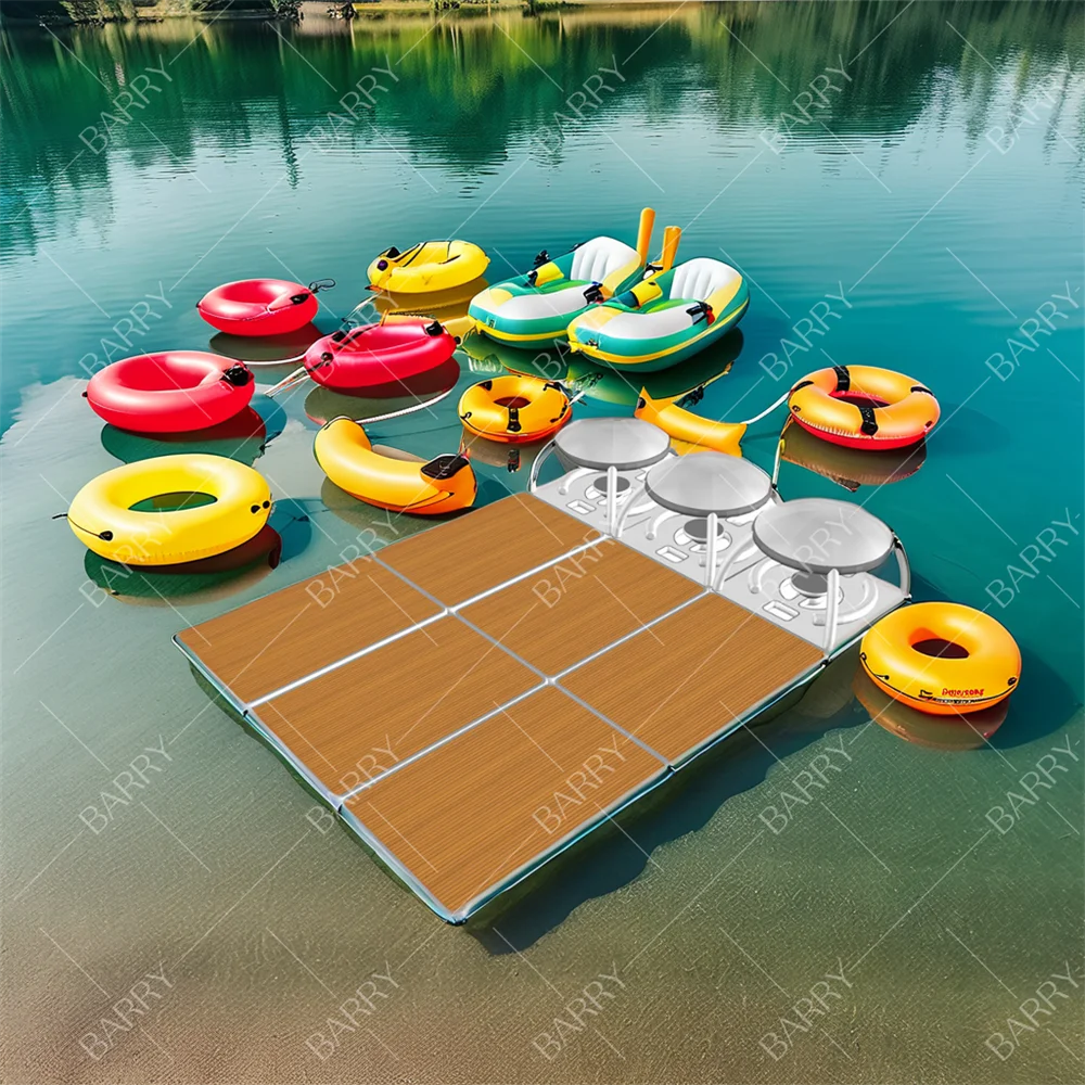 قاعدة عائمة قابلة للنفخ على شكل قطرة المحيط مع جزيرة مائية للخيمة للبحيرة #5