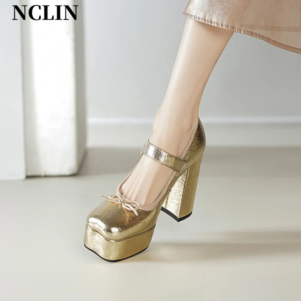 مشبك حزام حذاء نسائي بكعب عالٍ ماري جين مضخات حفل زفاف تأثيري الذهب الفضة الفراولة القوس الأميرة تأثيري لوليتا الأحذية #4